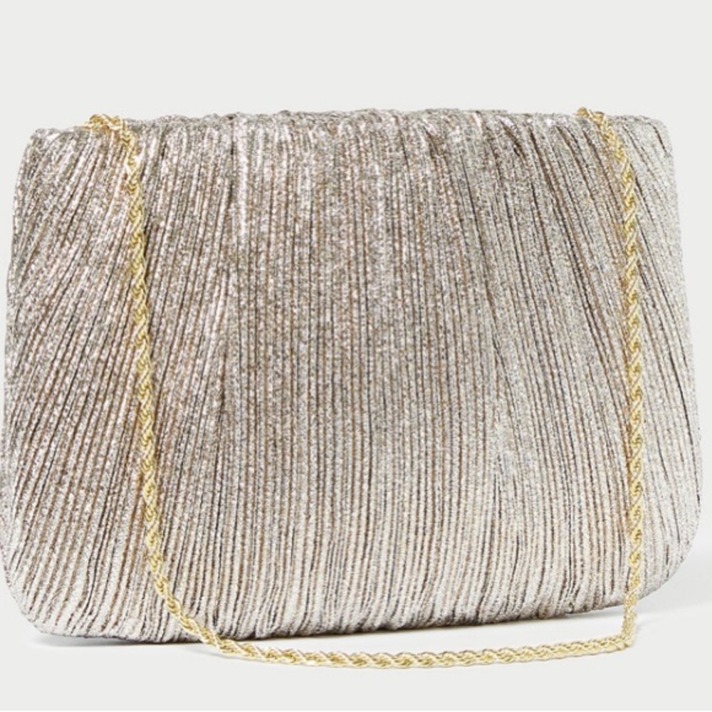 Loeffler Randall Brit Champagne Flat Pleated Clutch